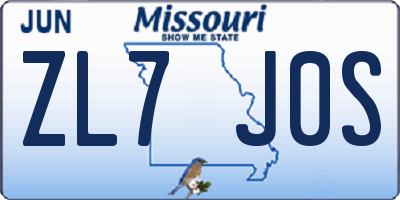 MO license plate ZL7J0S