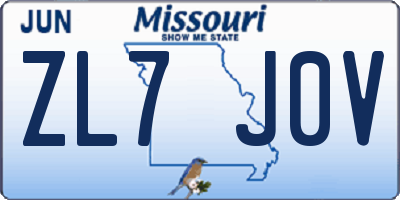MO license plate ZL7J0V