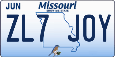 MO license plate ZL7J0Y