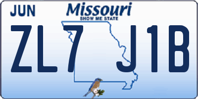 MO license plate ZL7J1B