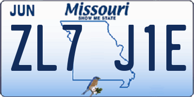 MO license plate ZL7J1E