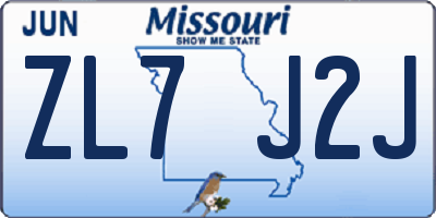 MO license plate ZL7J2J