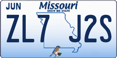 MO license plate ZL7J2S