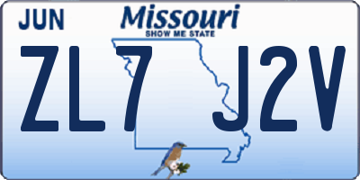 MO license plate ZL7J2V