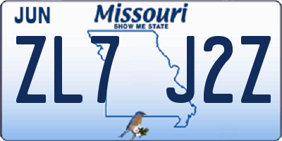 MO license plate ZL7J2Z