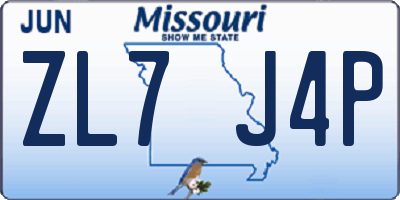 MO license plate ZL7J4P