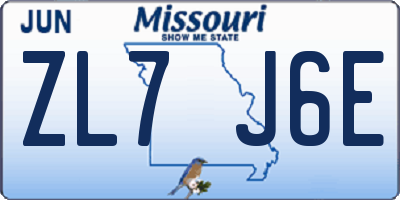 MO license plate ZL7J6E