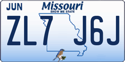 MO license plate ZL7J6J