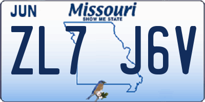 MO license plate ZL7J6V