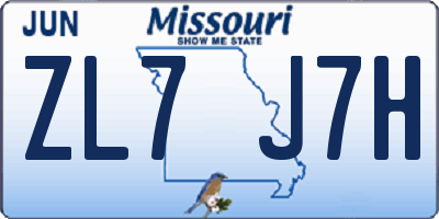 MO license plate ZL7J7H