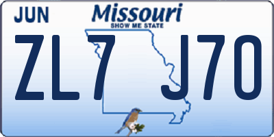 MO license plate ZL7J7O