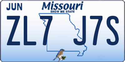 MO license plate ZL7J7S