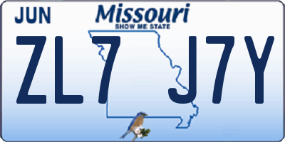 MO license plate ZL7J7Y