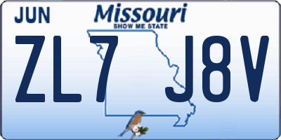 MO license plate ZL7J8V