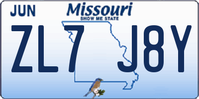 MO license plate ZL7J8Y