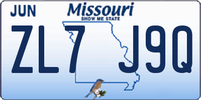 MO license plate ZL7J9Q