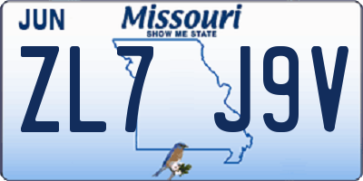 MO license plate ZL7J9V