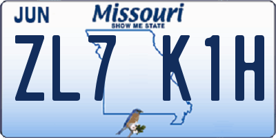 MO license plate ZL7K1H