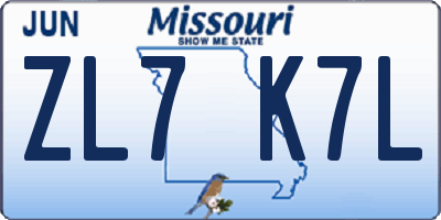 MO license plate ZL7K7L