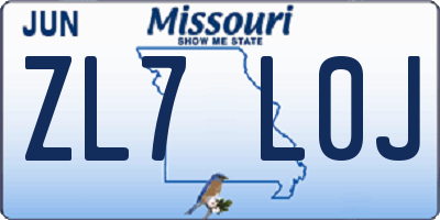MO license plate ZL7L0J