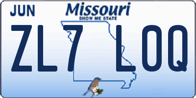 MO license plate ZL7L0Q