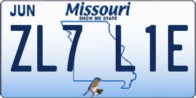 MO license plate ZL7L1E