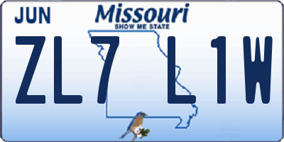MO license plate ZL7L1W