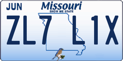 MO license plate ZL7L1X