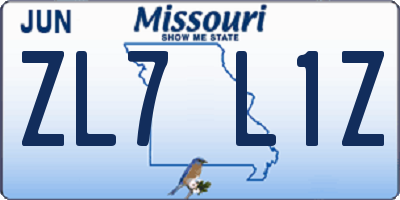 MO license plate ZL7L1Z