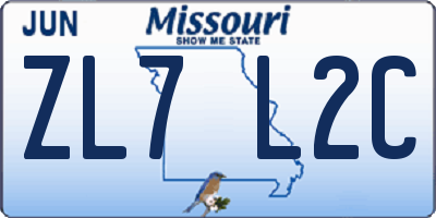 MO license plate ZL7L2C