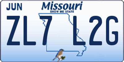 MO license plate ZL7L2G