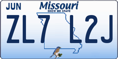 MO license plate ZL7L2J