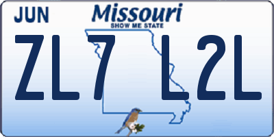 MO license plate ZL7L2L