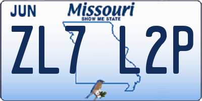 MO license plate ZL7L2P