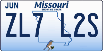MO license plate ZL7L2S