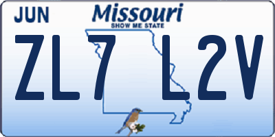 MO license plate ZL7L2V