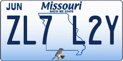 MO license plate ZL7L2Y