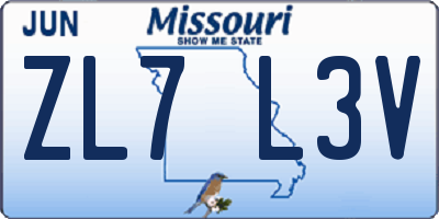 MO license plate ZL7L3V