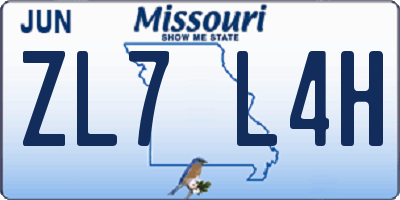 MO license plate ZL7L4H