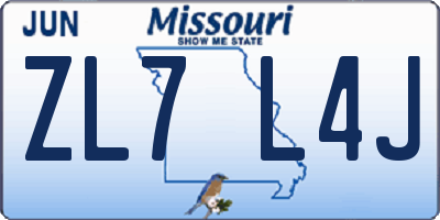 MO license plate ZL7L4J