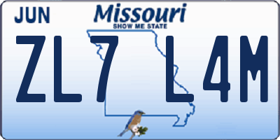 MO license plate ZL7L4M