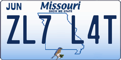 MO license plate ZL7L4T