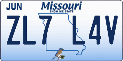MO license plate ZL7L4V