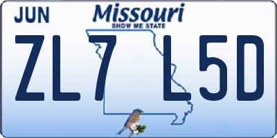 MO license plate ZL7L5D