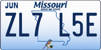 MO license plate ZL7L5E