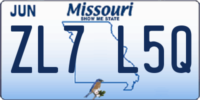 MO license plate ZL7L5Q