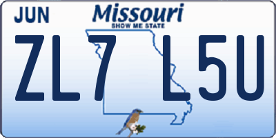 MO license plate ZL7L5U