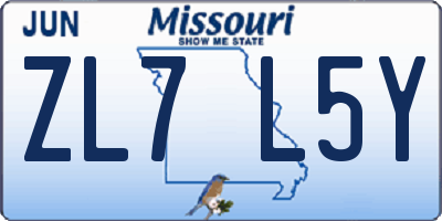 MO license plate ZL7L5Y