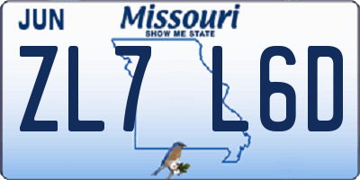 MO license plate ZL7L6D