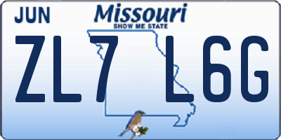 MO license plate ZL7L6G
